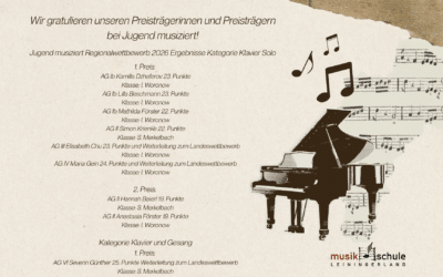 Wir gratulieren unseren Preisträgerinnen und Preisträgern bei Jugend musiziert !