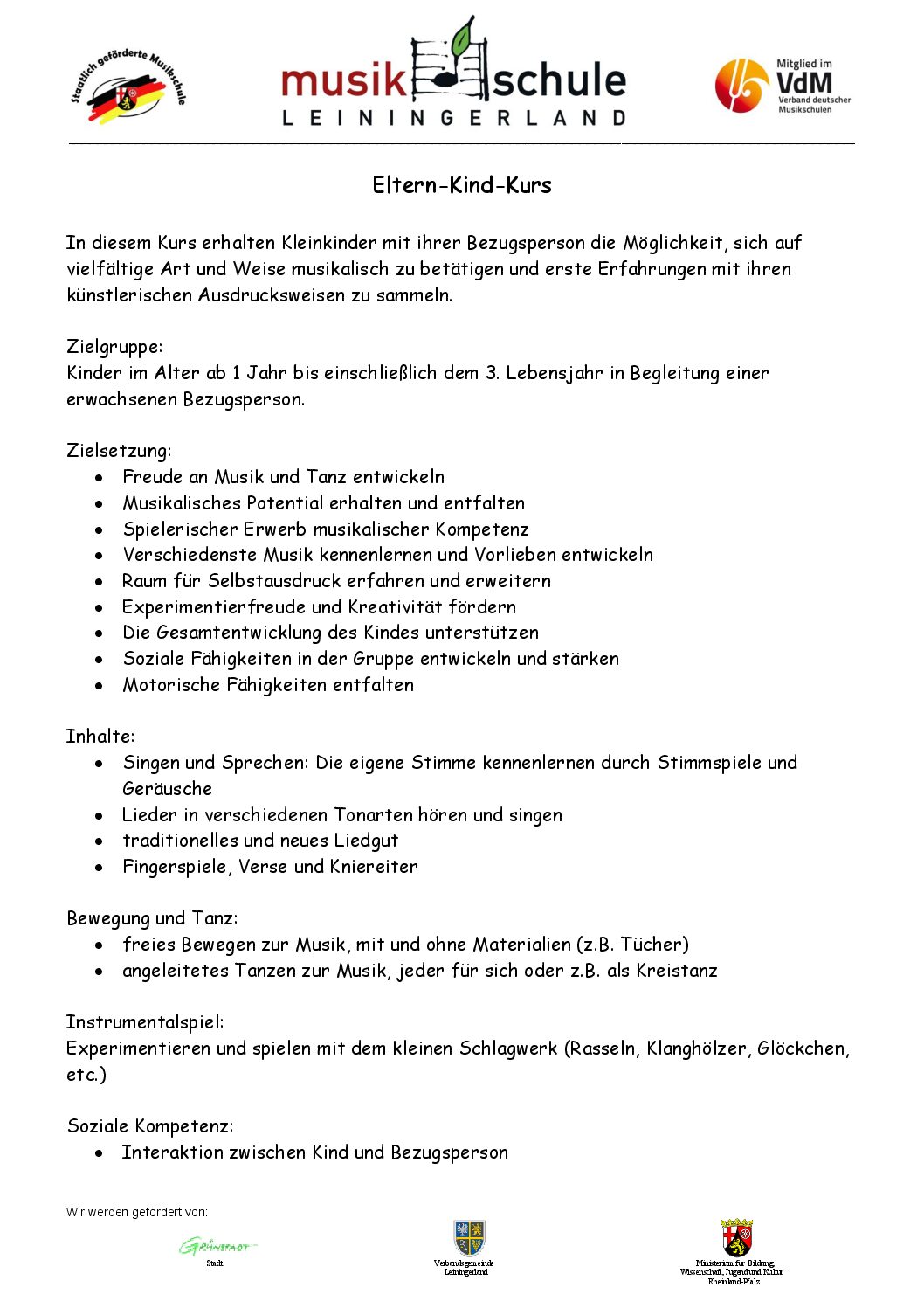 Informationen zum Eltern-Kind-Kurs