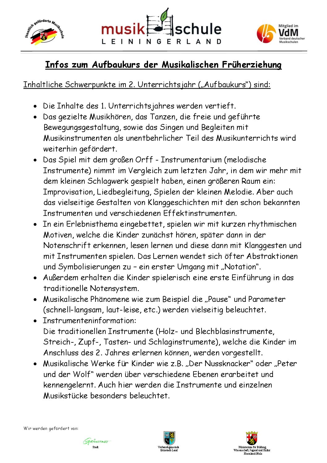 Informationen zum MFE Aufbaukurs